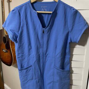 Blue Front Zip Jaanuu Scrub Top